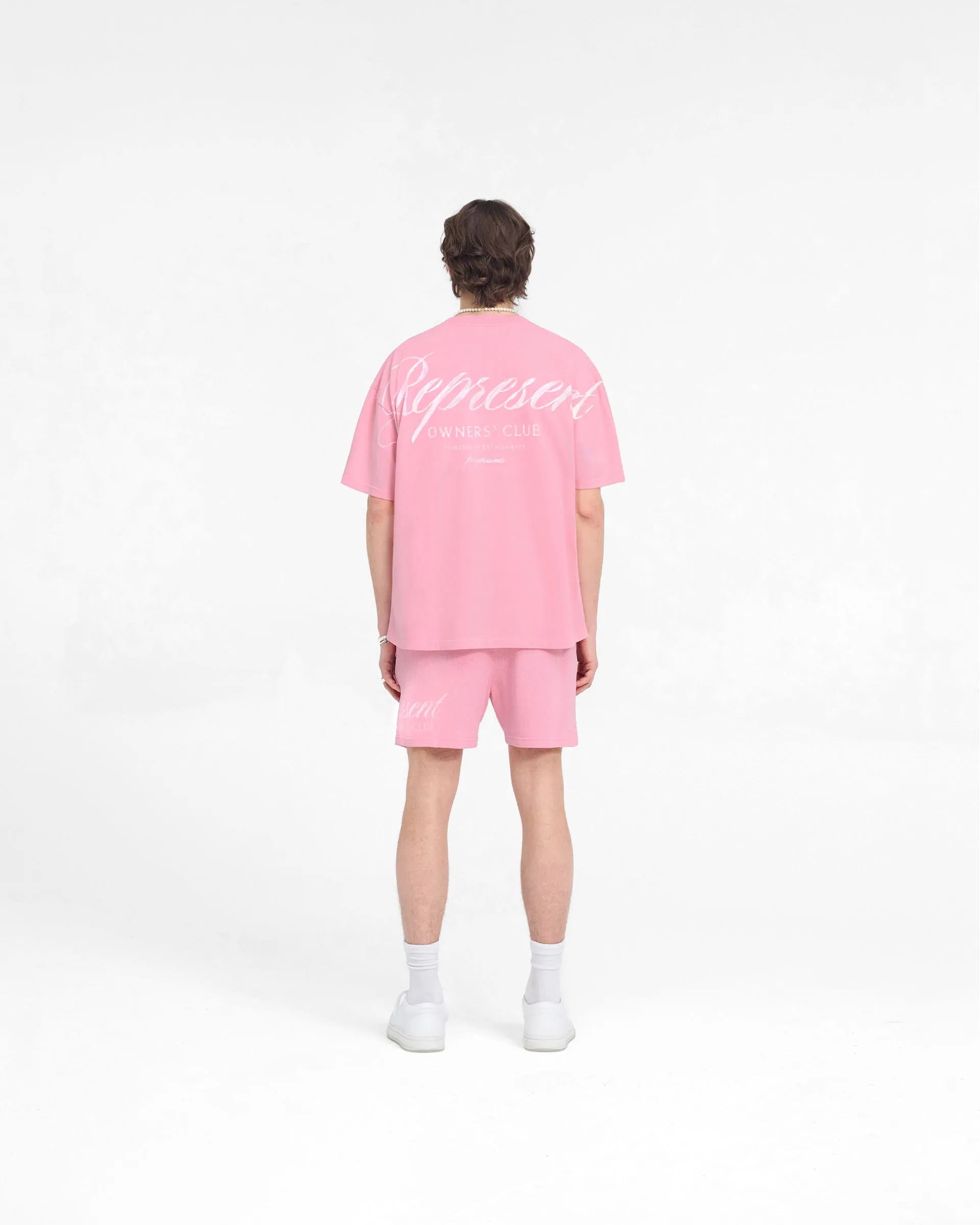 Represent Owners Club Script Mesh Shorts - Pink