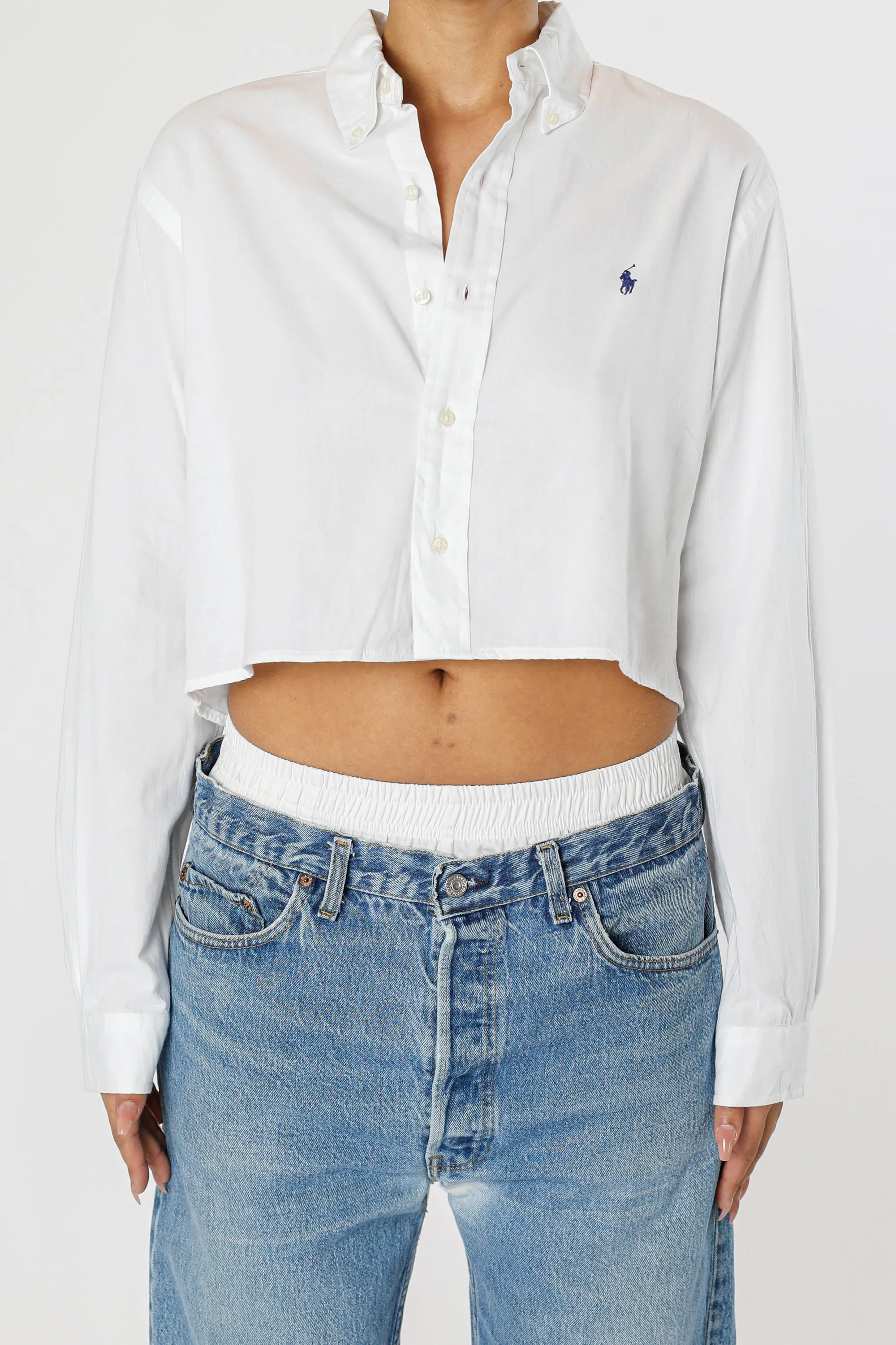 Rework Oxford Crop Shirt - M