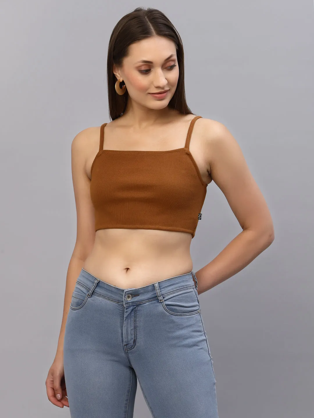 Ribbed Strappy Crop Top