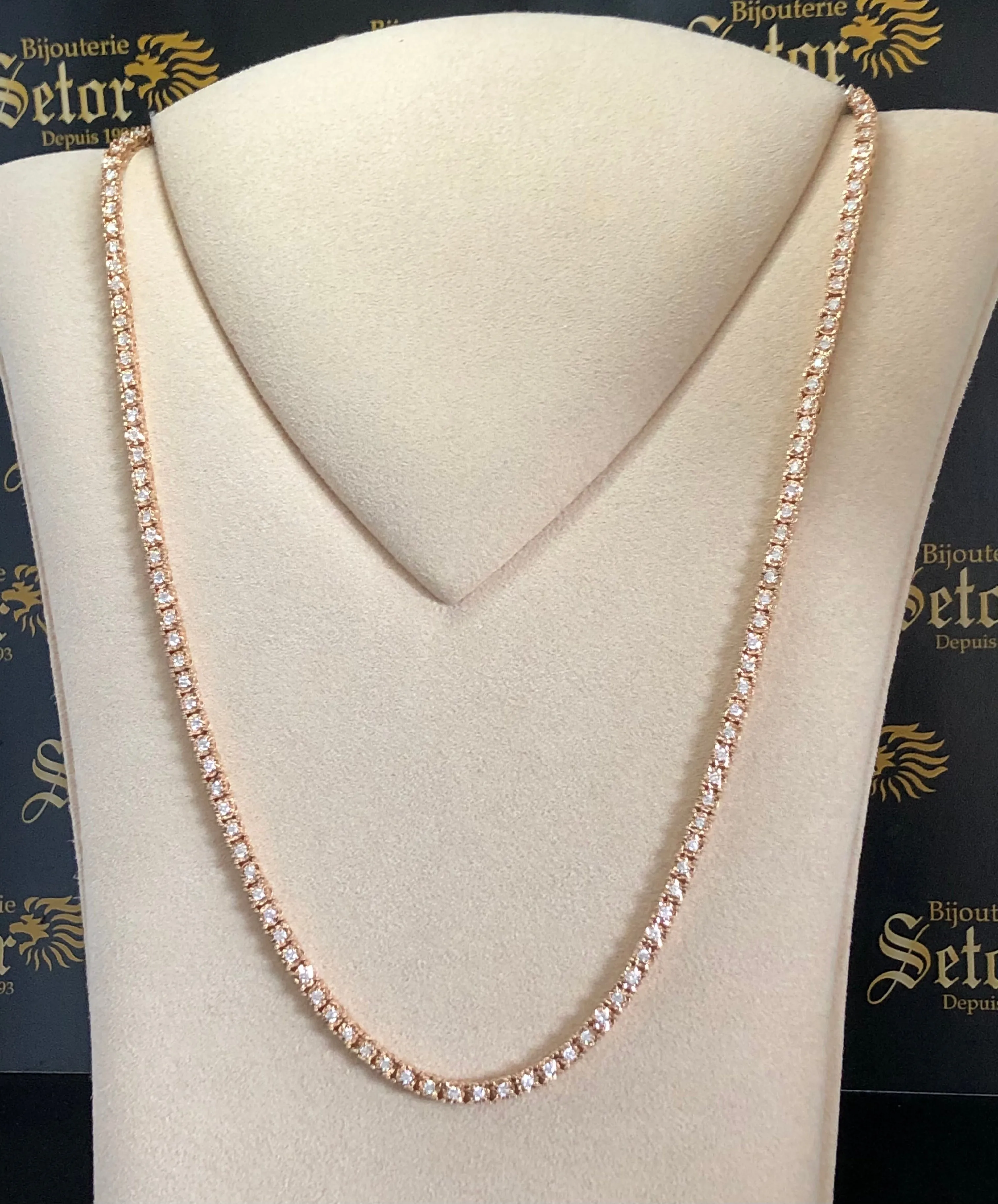 Rose gold diamond tennis necklace DC023