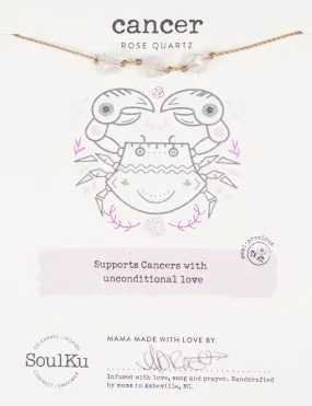 Rose Quartz Zodiac Necklace for Cancer | 6/21 - 7/22