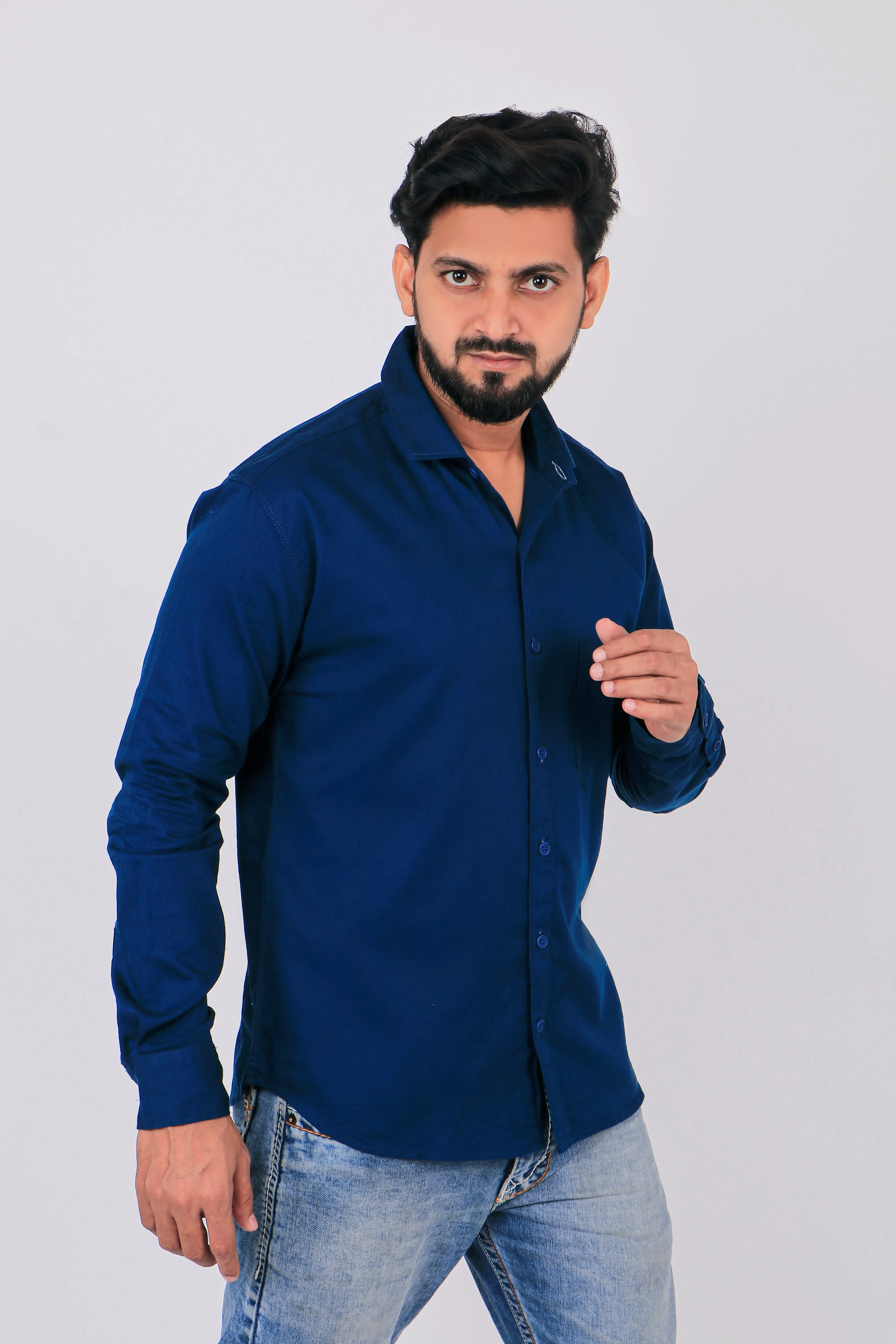 Royal Blue Men's Regular Fit Full Sleeves Casual Shirts