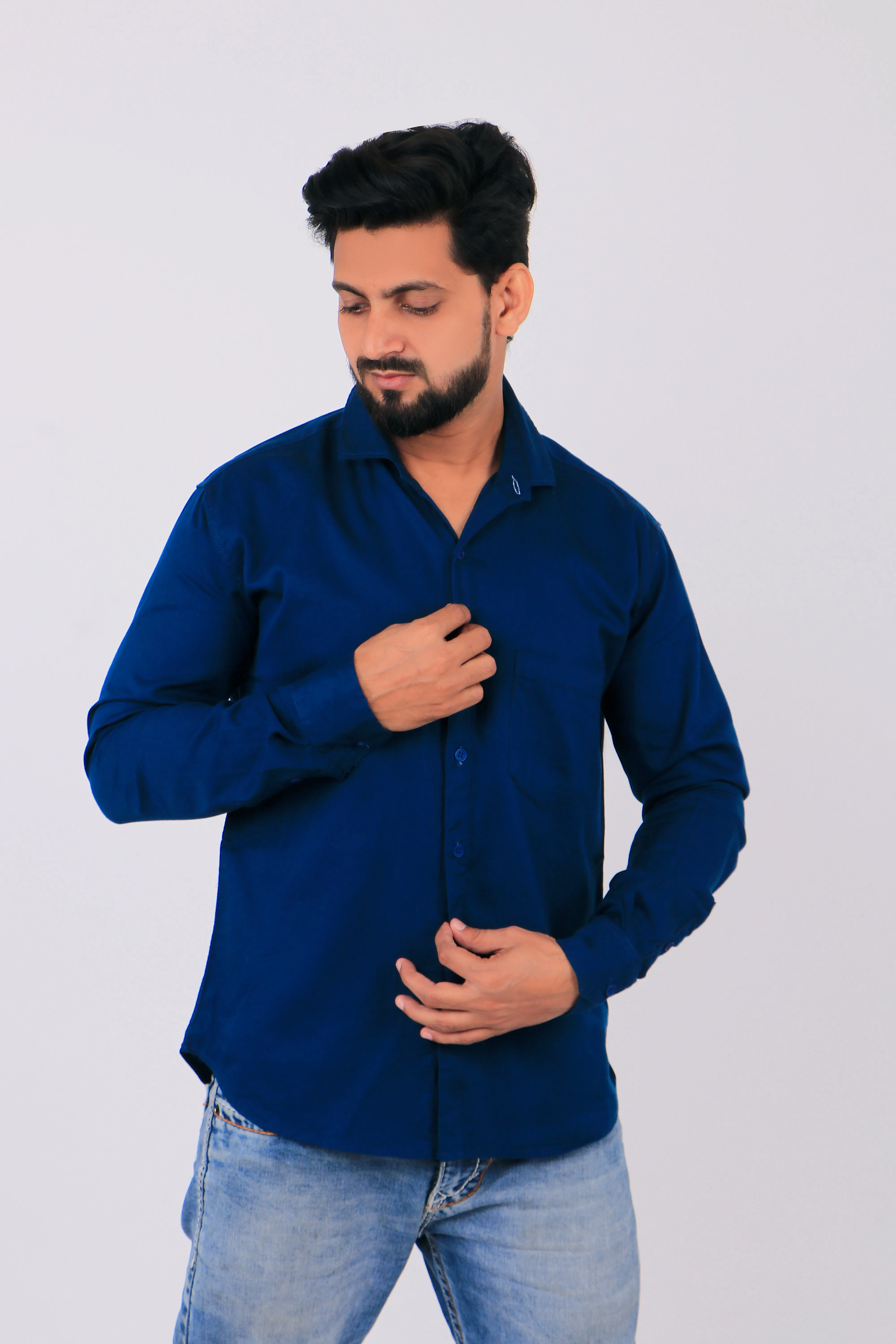 Royal Blue Men's Regular Fit Full Sleeves Casual Shirts