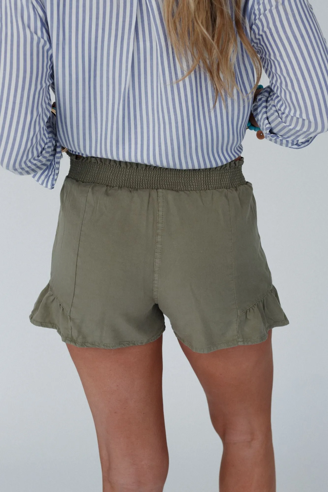 Ruffle Daze Shorts - Olive