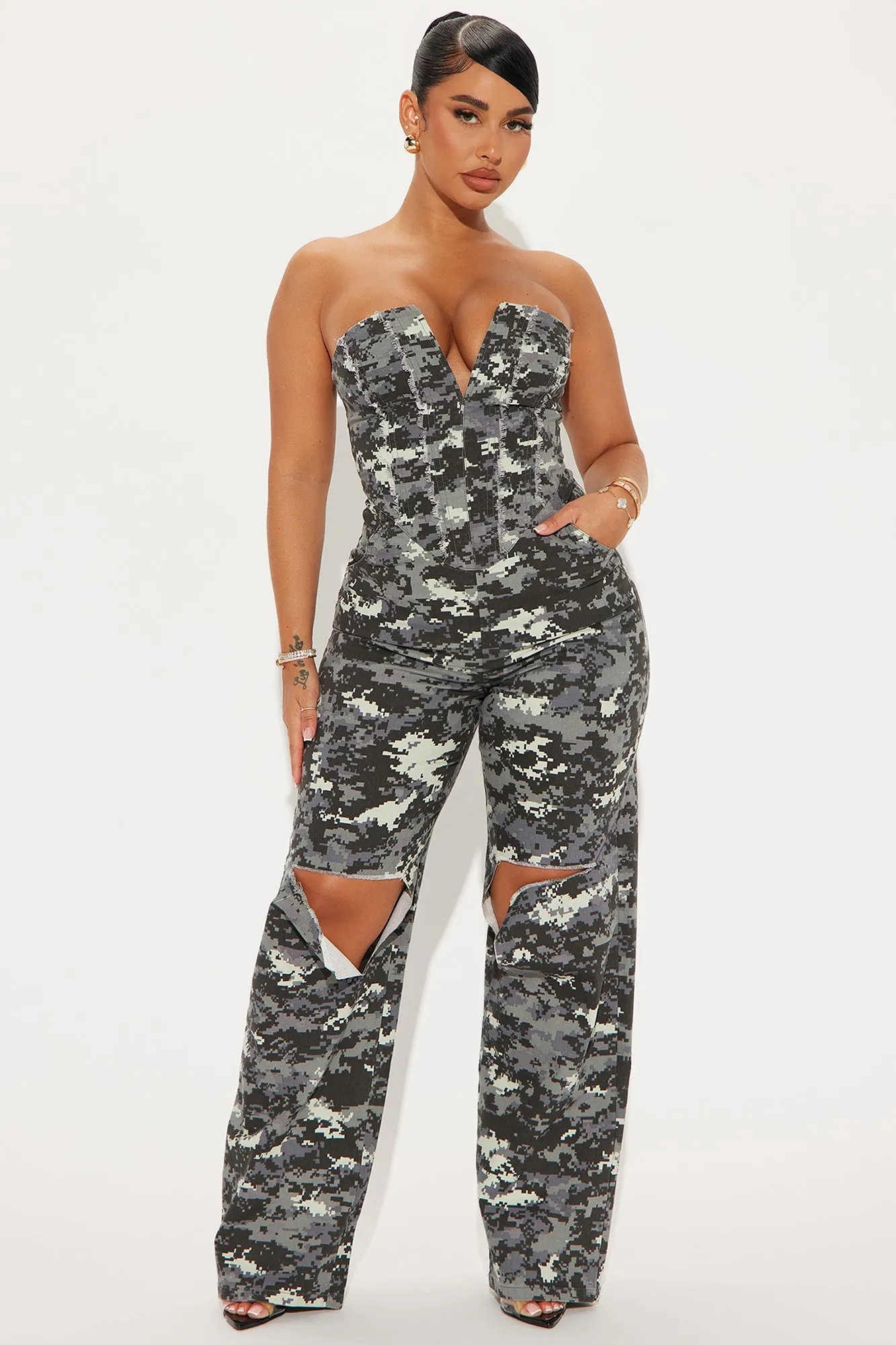 Run For Cover Jumpsuit  - Grey/combo