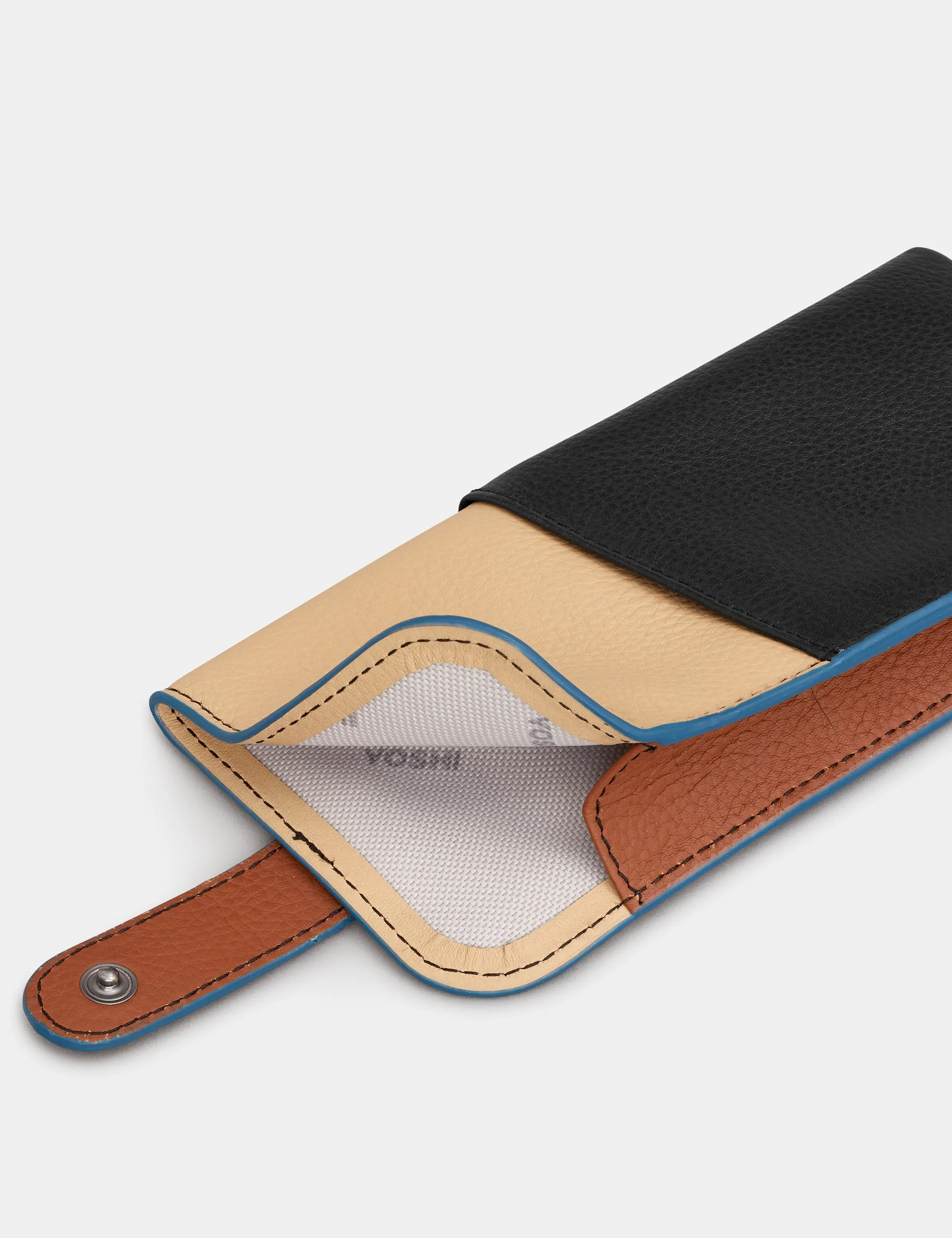 Rustic Colour Block Leather Glasses Case