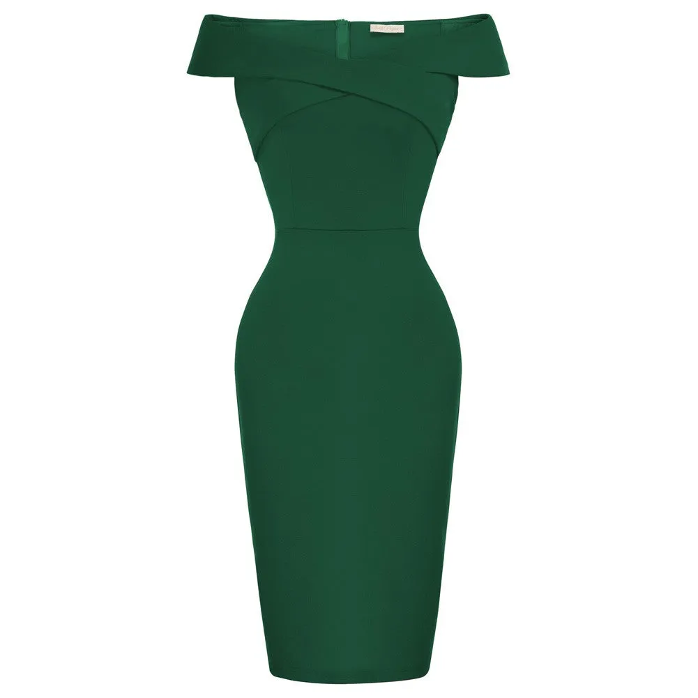 Seckill Offer⌛Vintage Off Shoulder V Neck Bodycon Pencil Dress Short Sleeve Homecoming Bodycon Dress Work Cocktail