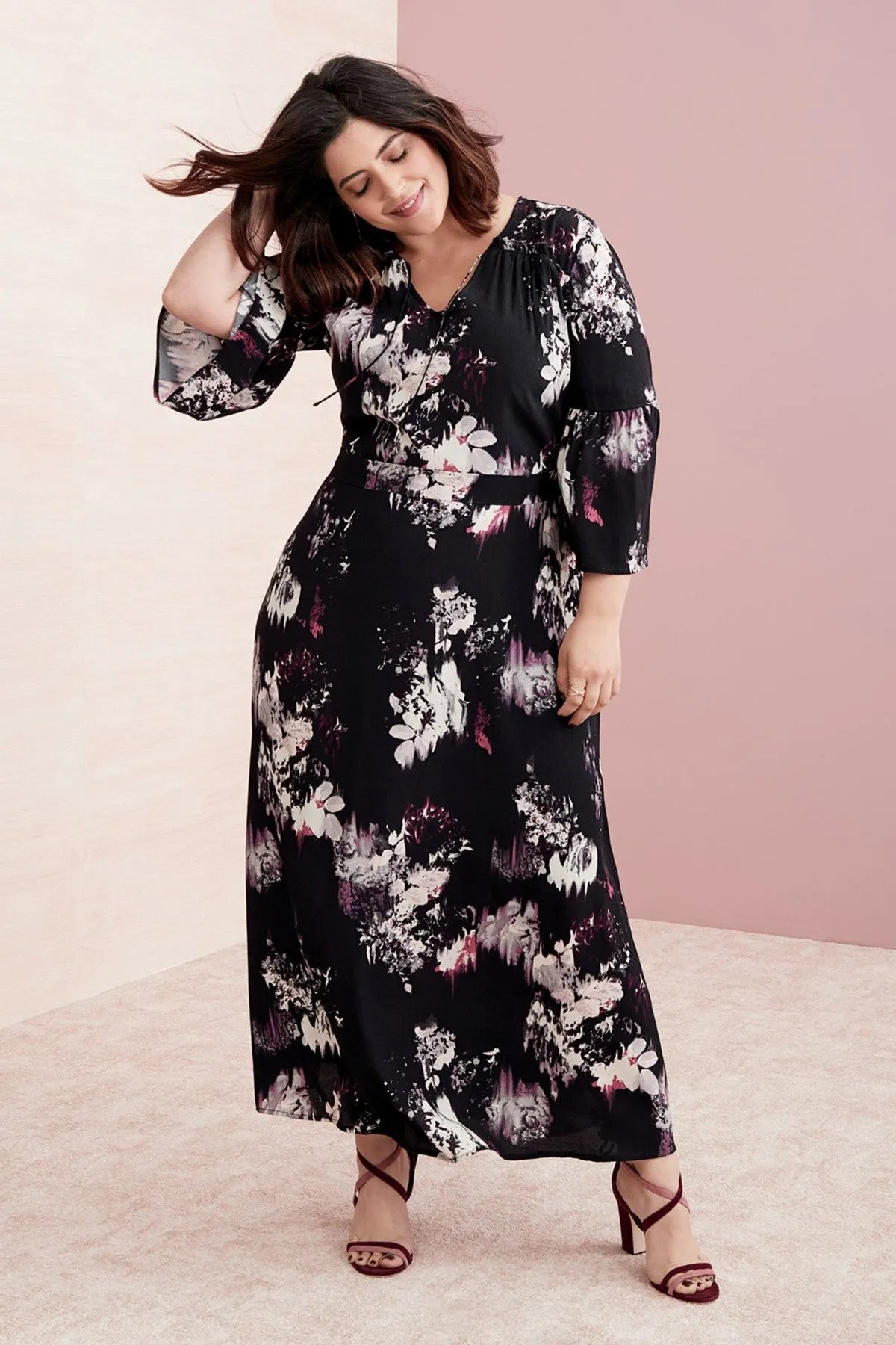 Sejour Bell Sleeve A-Line Maxi Dress (Plus Size)