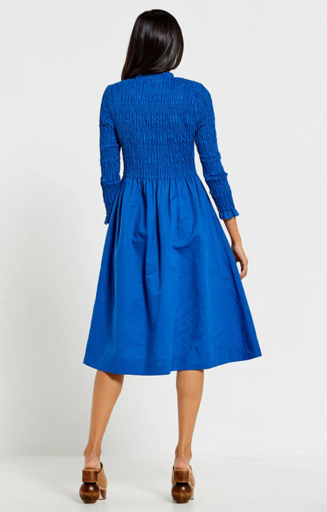 Shirred Midi Dress - Cobalt Blue