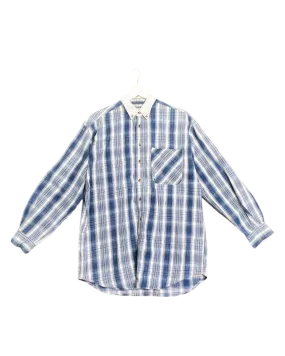 Size S - Fiorucci Blue Check Denim Collar Shirt