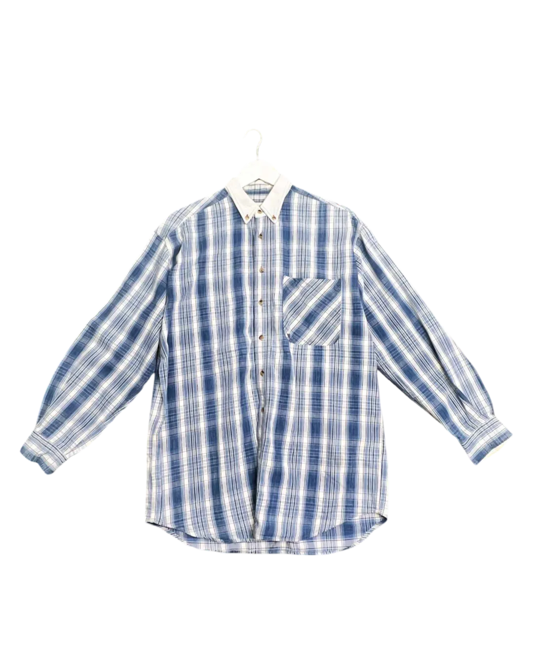 Size S - Fiorucci Blue Check Denim Collar Shirt