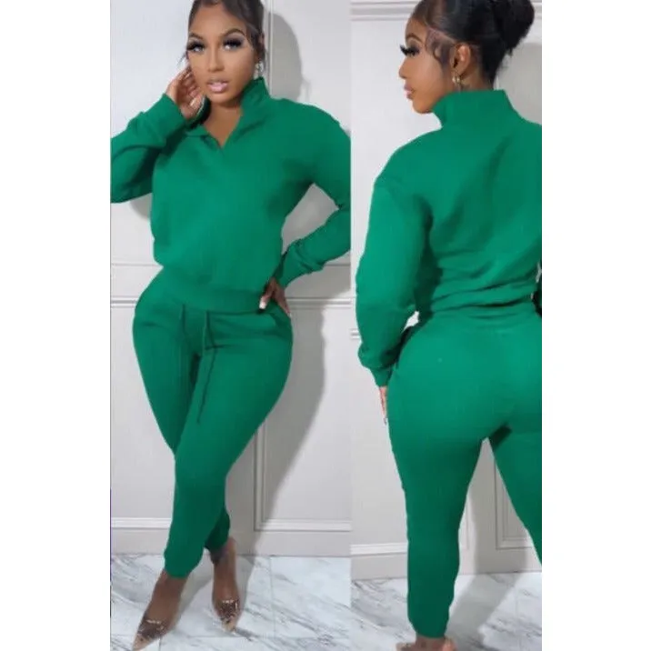 Solid Color Zipper Tracksuits