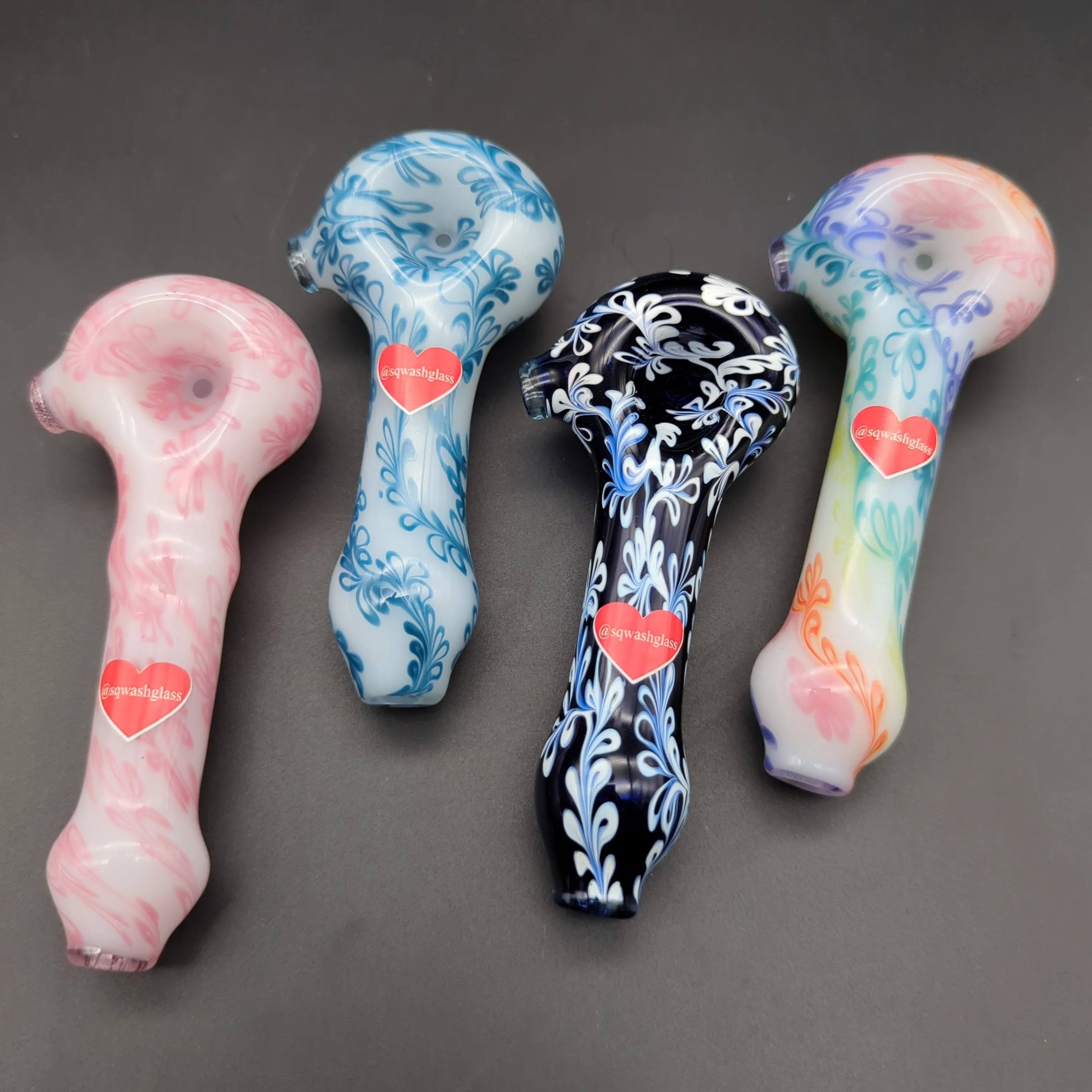 Sqwash Glass 5 Flower Pattern Hand Pipes