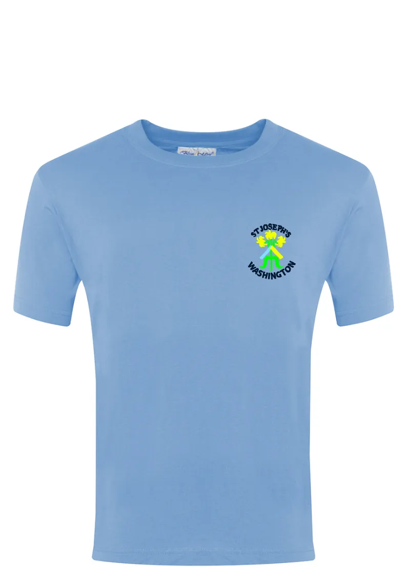 St Joseph's Washington RC School Sky Blue P.E. T-Shirt