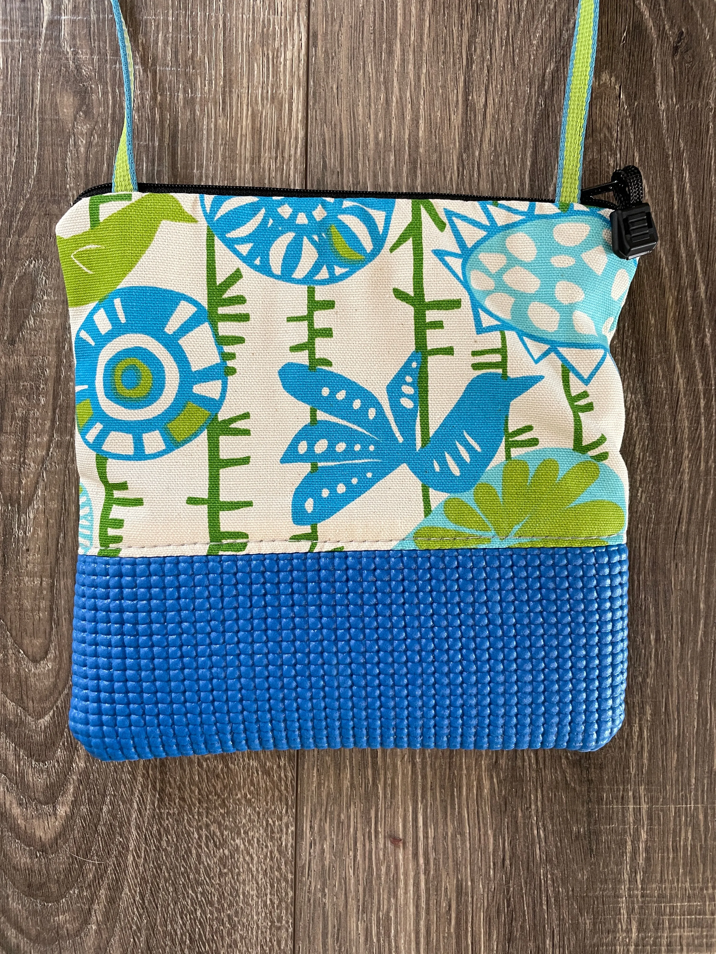 Stella Blue Purse -Bird Print Fabric/green and blue