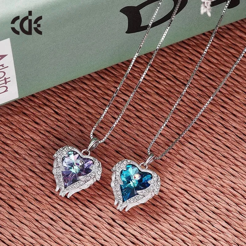 Sterling silver heart of the ocean sapphire necklace