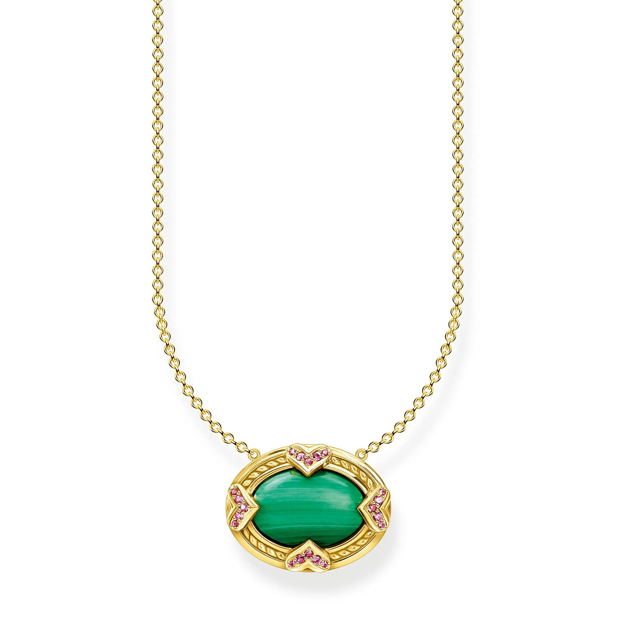 STERLING SILVER YELLOW GOLD PLATED MAGIC GARDEN MALACHITE NECKLACE