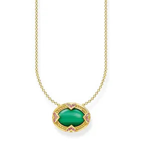 STERLING SILVER YELLOW GOLD PLATED MAGIC GARDEN MALACHITE NECKLACE