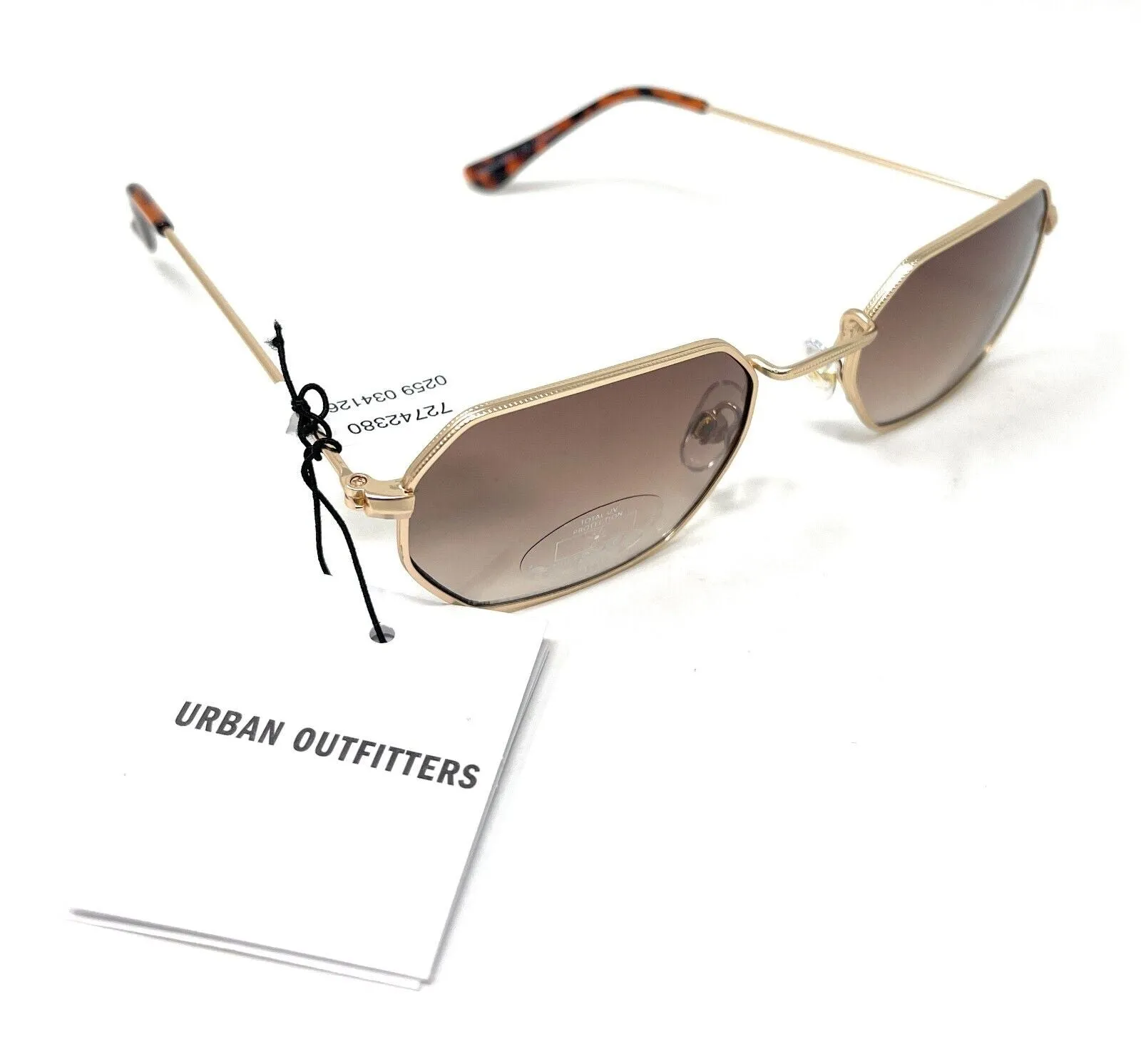 Sunglasses Women's Gold Frame Brown Lens Urban Outfitters 42380