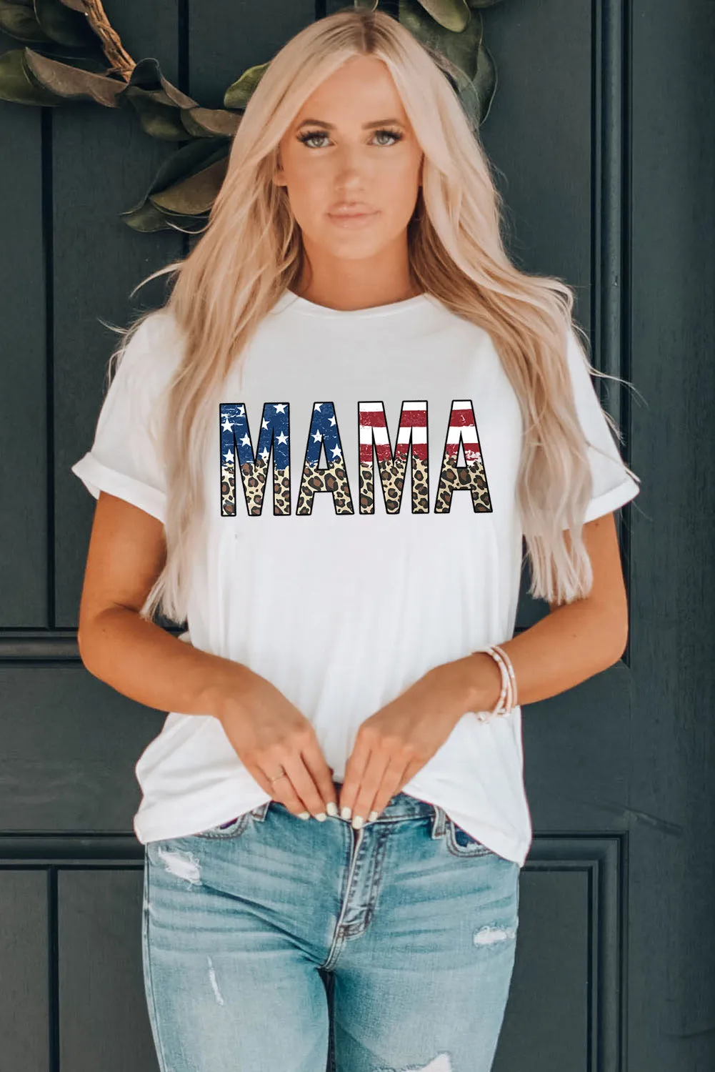 Sunset and Swim  MAMA Round Neck Short Sleeve T-Shirt