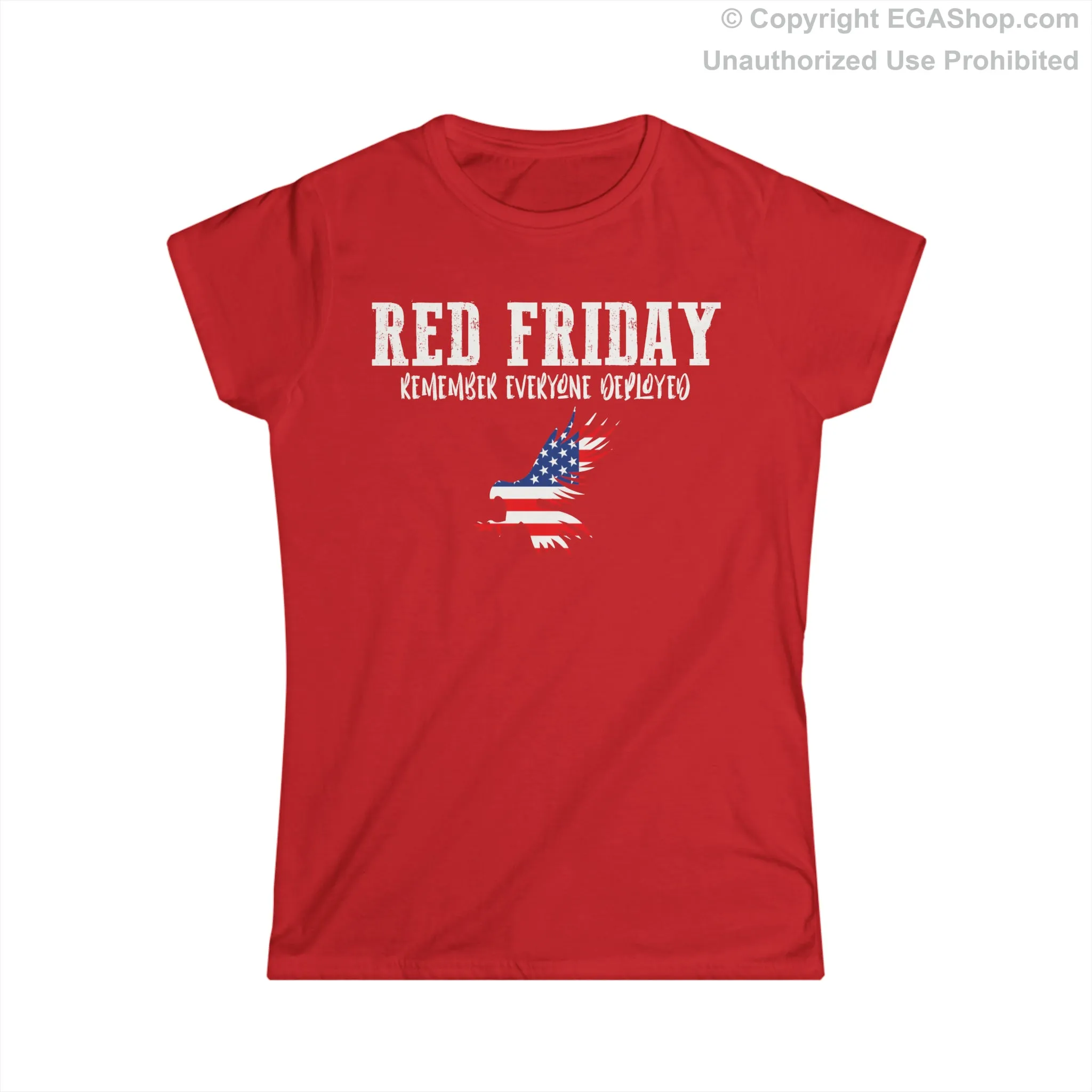 T-Shirt, Ladies Fit: R.E.D. Friday with American Flag Eagle