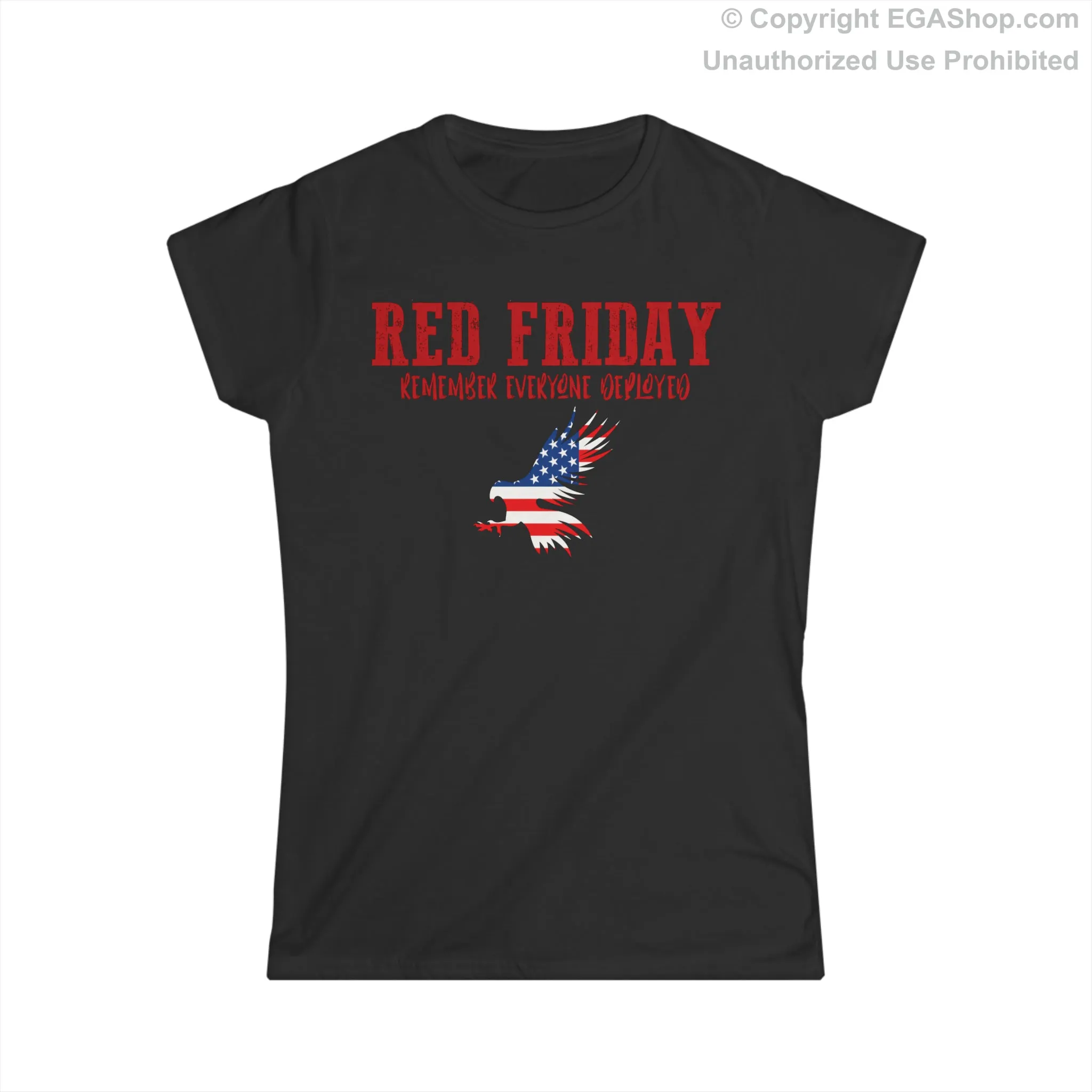 T-Shirt, Ladies Fit: R.E.D. Friday with American Flag Eagle