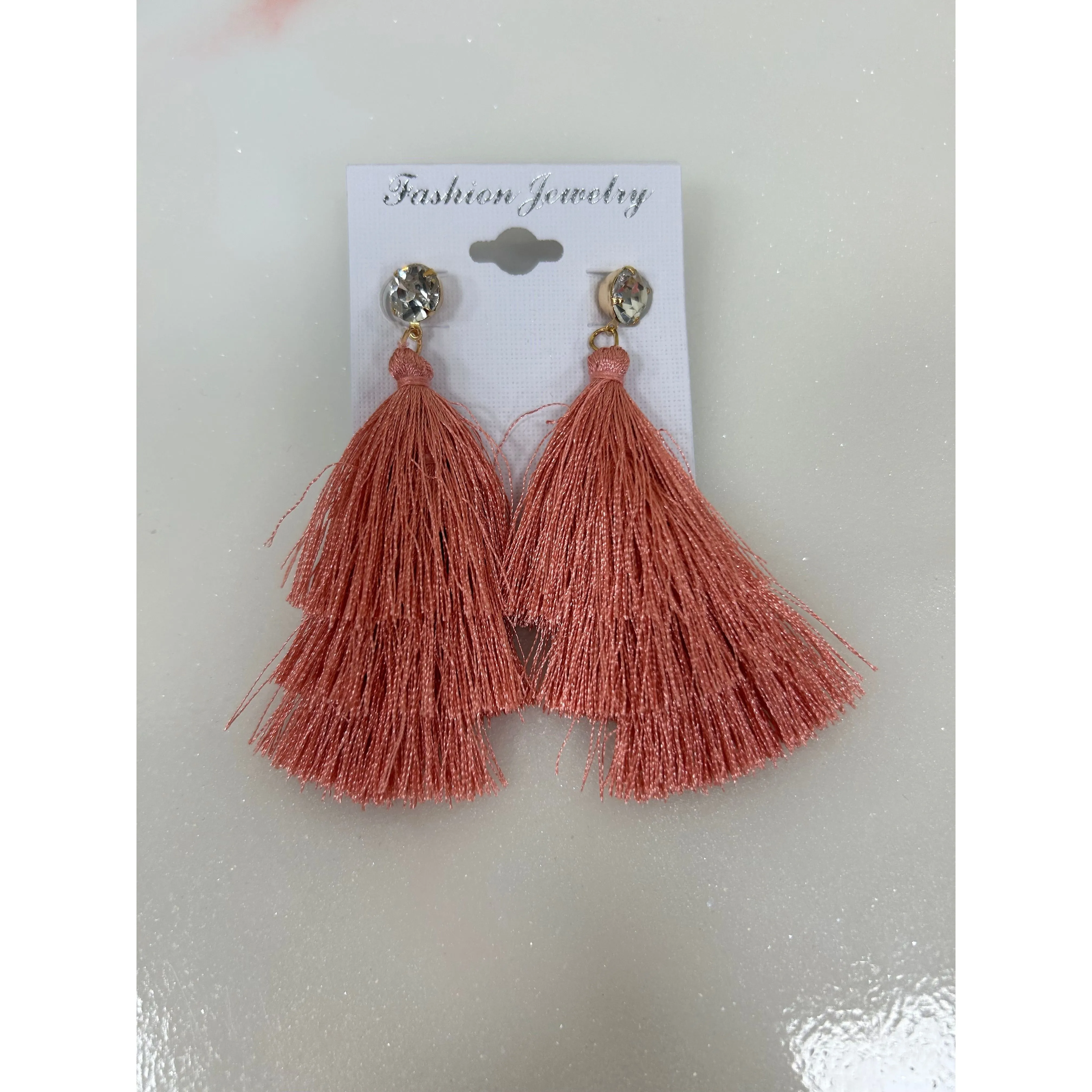 Tassel Dangle Earring - Salmon Pink