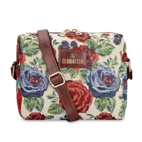 THE CLOWNFISH Adelina Series Sling for Women Faux Leather Casual Ladies Single Shoulder Bag For Women Crossbody Bag for College Girls (Red-Floral)