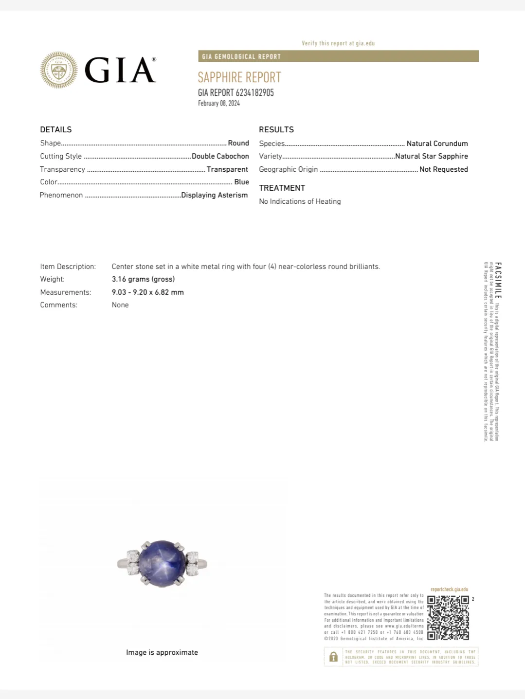 The Meredith - 1950s GIA Unheated 6ct Star Sapphire Diamonds Palladium Ring