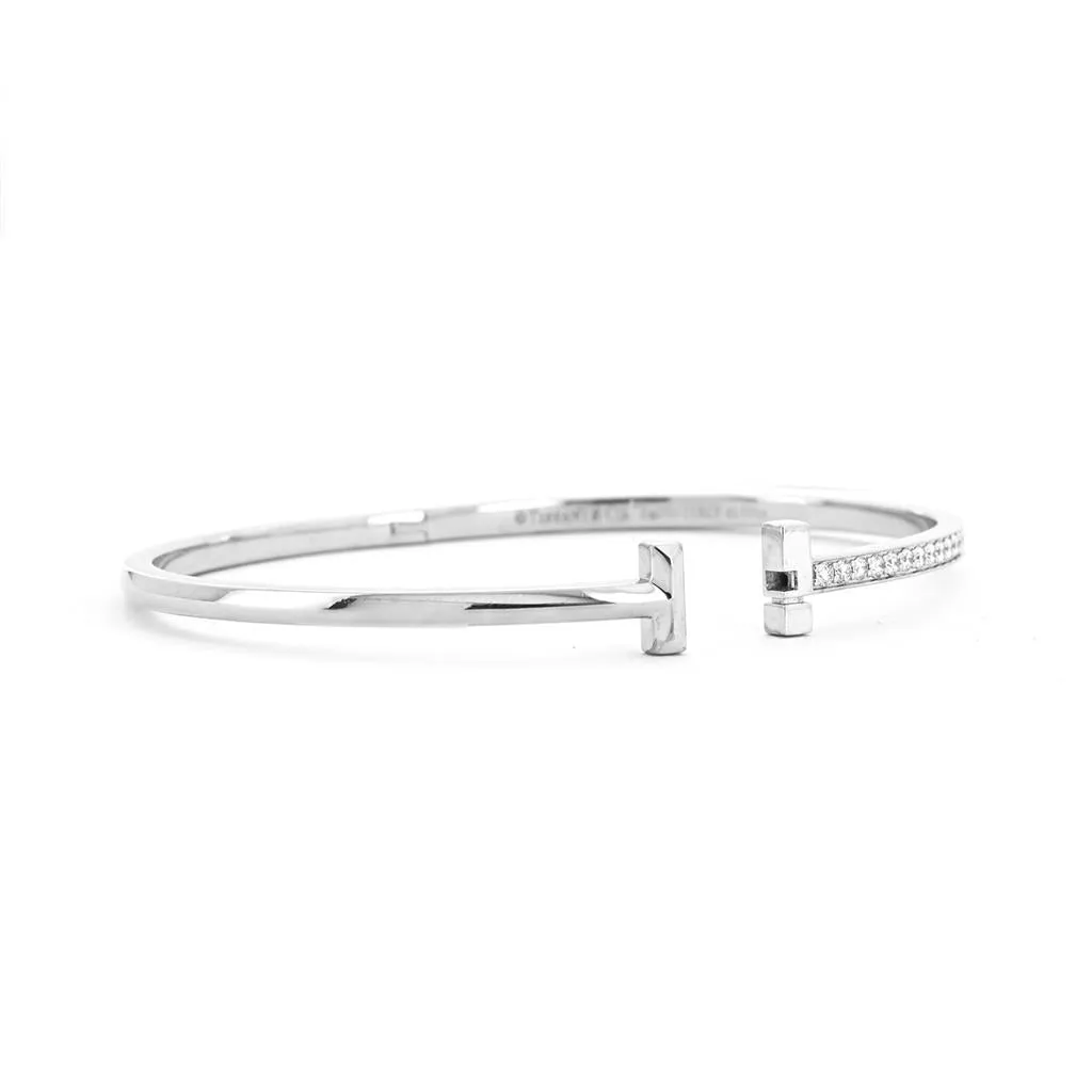 Tiffany & Co | "T1" 1.07ctw Diamond Bangle Bracelet - White Gold