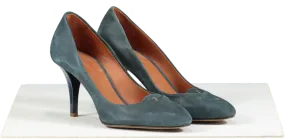 TRUSSARDI Blue Suede Mid-heel Court Shoes UK 3 EU 36 👠