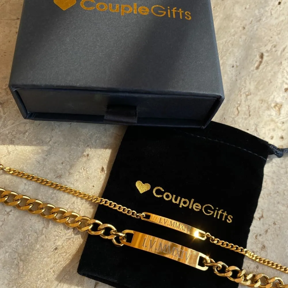 Two Engraved Couples Bracelets