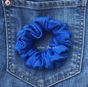 Unique Hair Knit Scrunchies -  Cobalt Blue