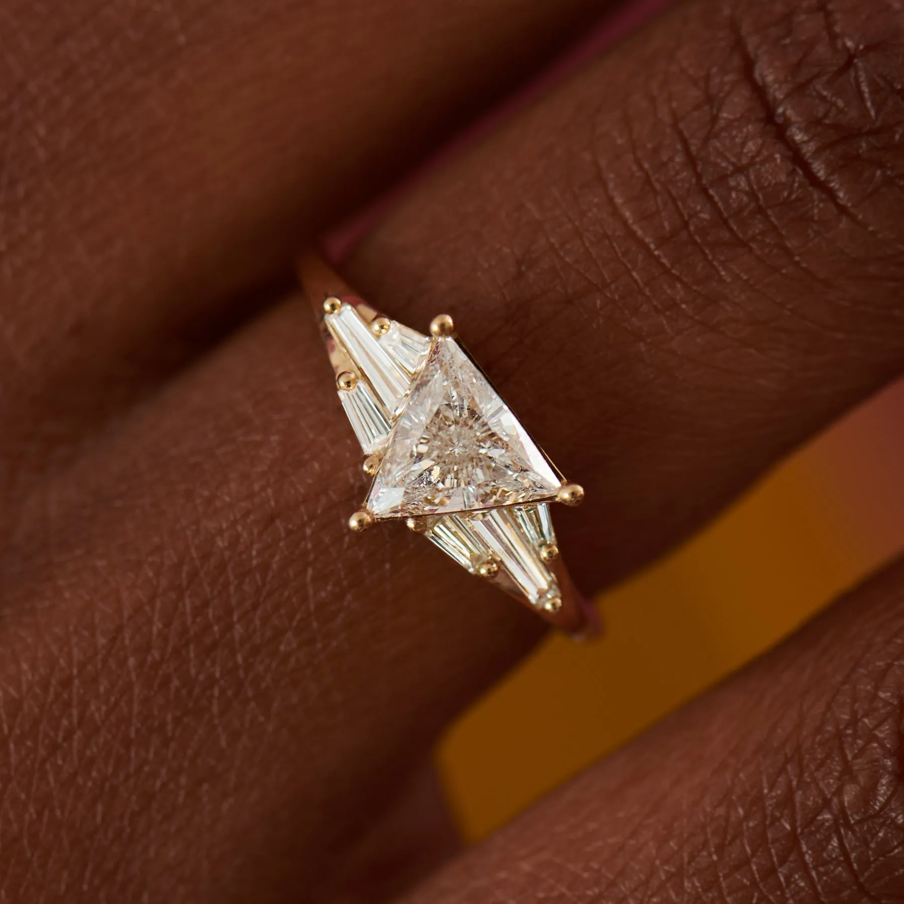 Vector Triangle & Tapered Baguette Diamond Engagement Ring