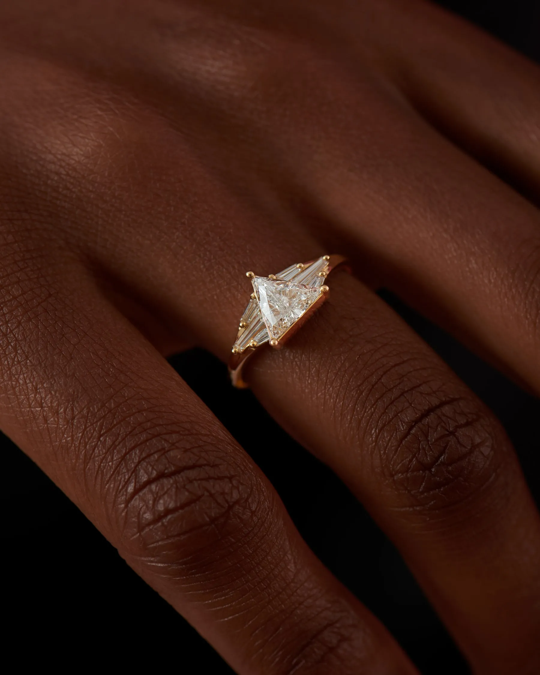 Vector Triangle & Tapered Baguette Diamond Engagement Ring