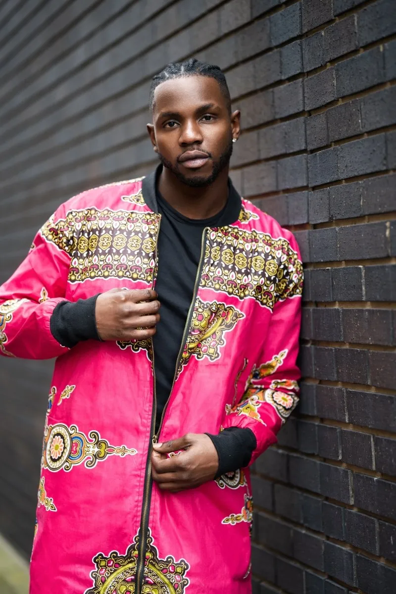 Vibrant Pink Dashiki Summer Trench Coat