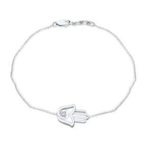 White Gold Diamond Hamsa Bracelet