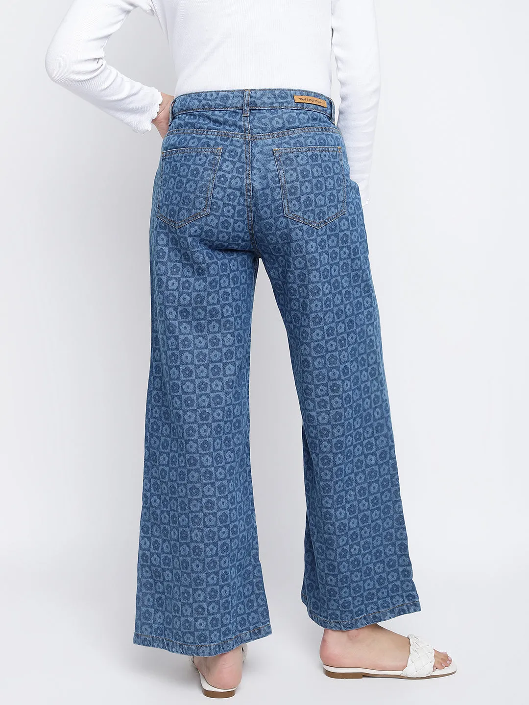 Women Blue Printed Jeans