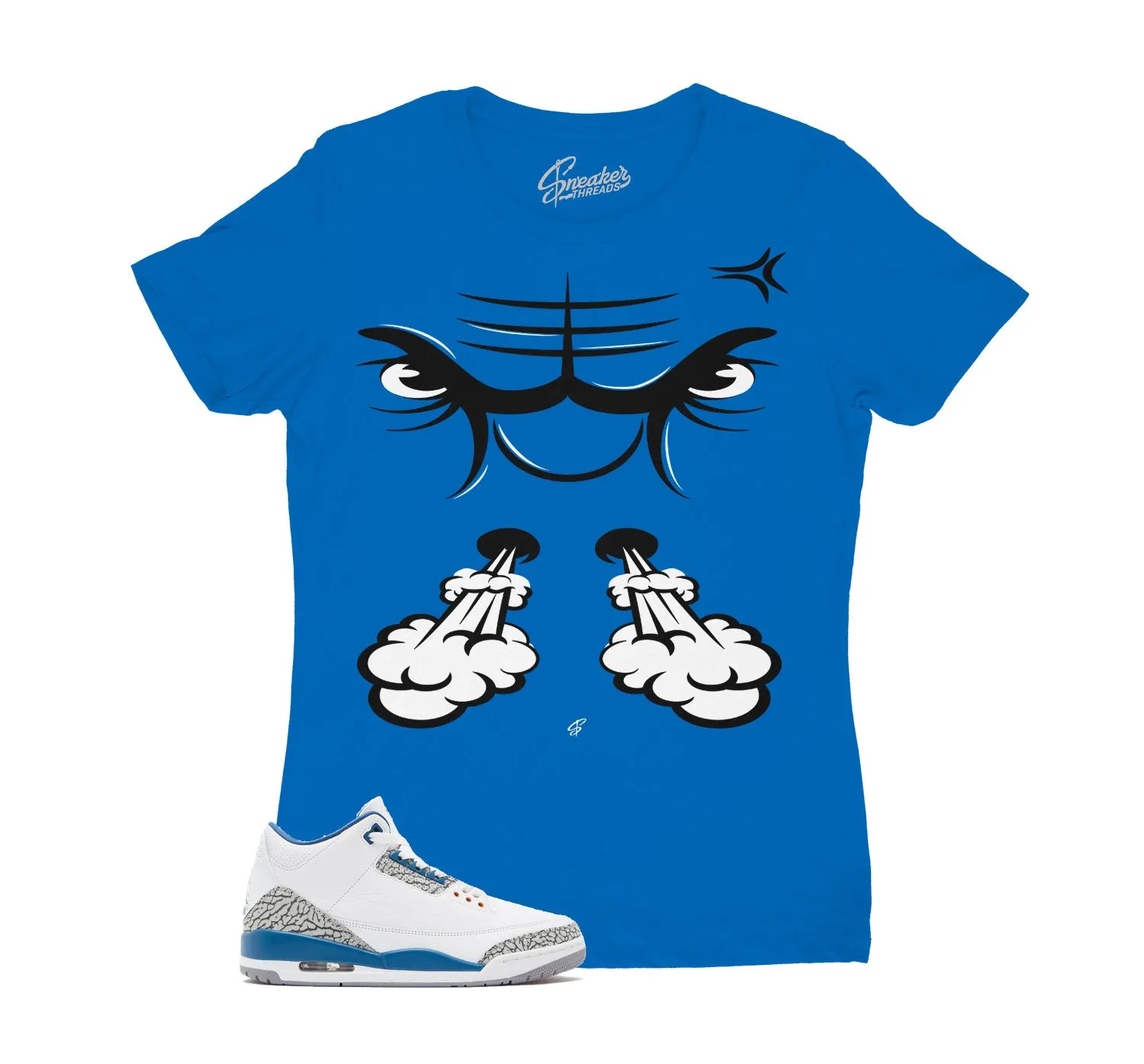 Womens Wizards 3 Shirt - Raging Face - True Blue