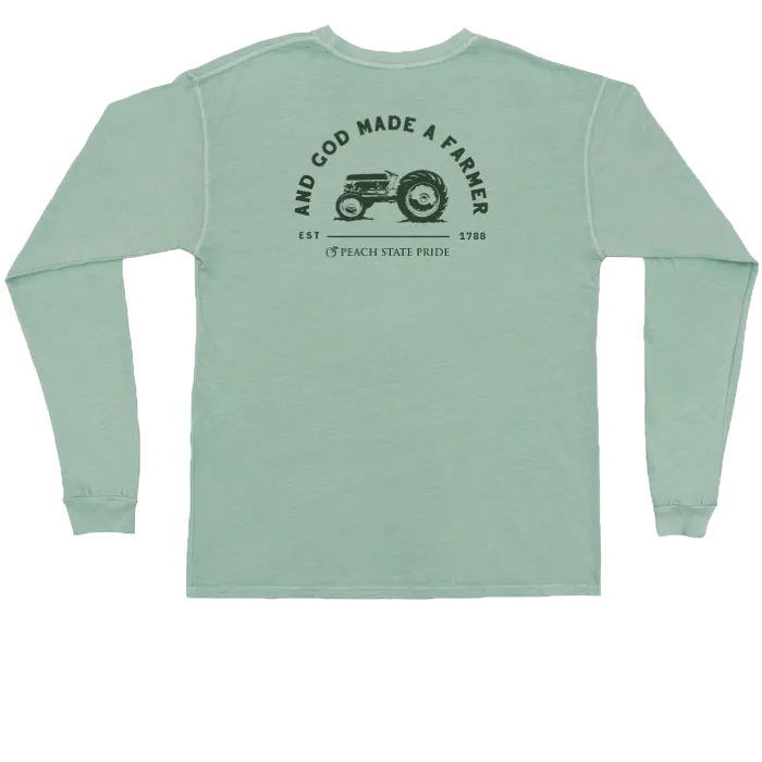 YOUTH- And God Made a Farmer Long Sleeve Tee