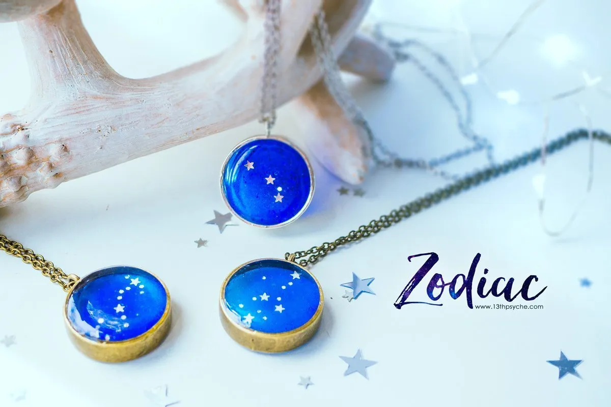 Zodiac jewelry, Scorpio constellation necklace